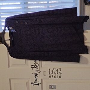 Habitat faux layer floral design embroidered long sleeve popover top